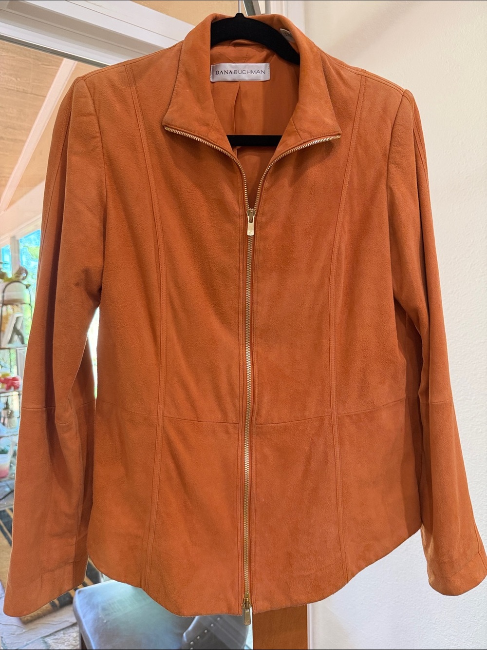Dana Buchman Rust Orange Suede Zip Jacket